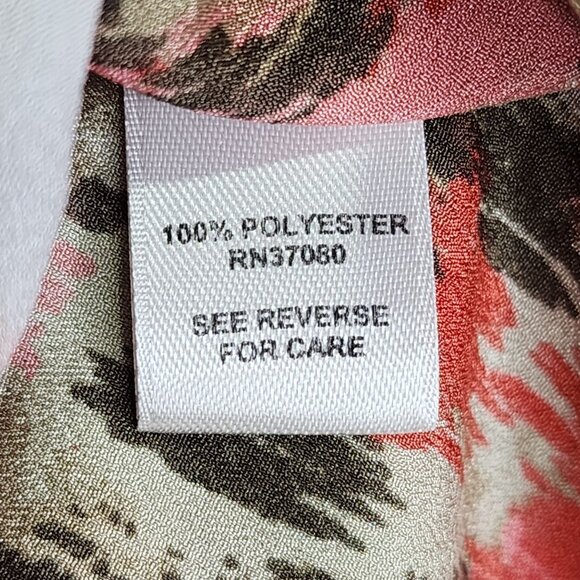 Women's Cato Ruffle Front Top Blouse Abstract Print V Neck Short Sleeve Size L - Picture 7 of 11